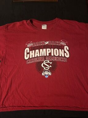 South Carolina 2x CWS champions Gildan Red T-Shirt.